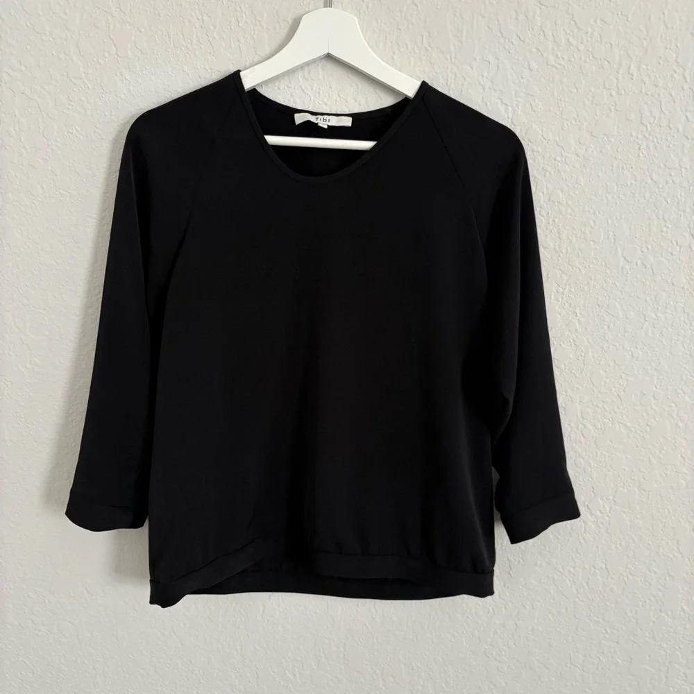Tibi Soft Drape Asymmetrical Top in Black - Picture 7 of 9